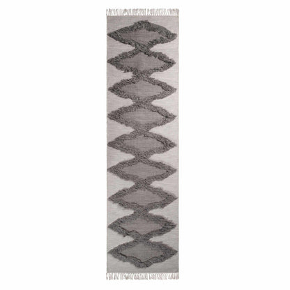  Superior Eclectic Wool Abstract Geometric Fringe Indoor Area or Runner Rug - Slate