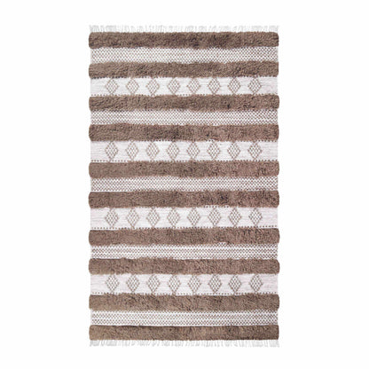  Superior Farmhouse Wool Geometric Stripe Fringe Indoor Area or Runner Rug - Olive