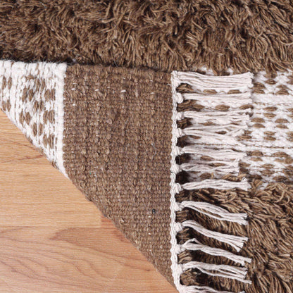  Superior Farmhouse Wool Geometric Stripe Fringe Indoor Area or Runner Rug - Olive