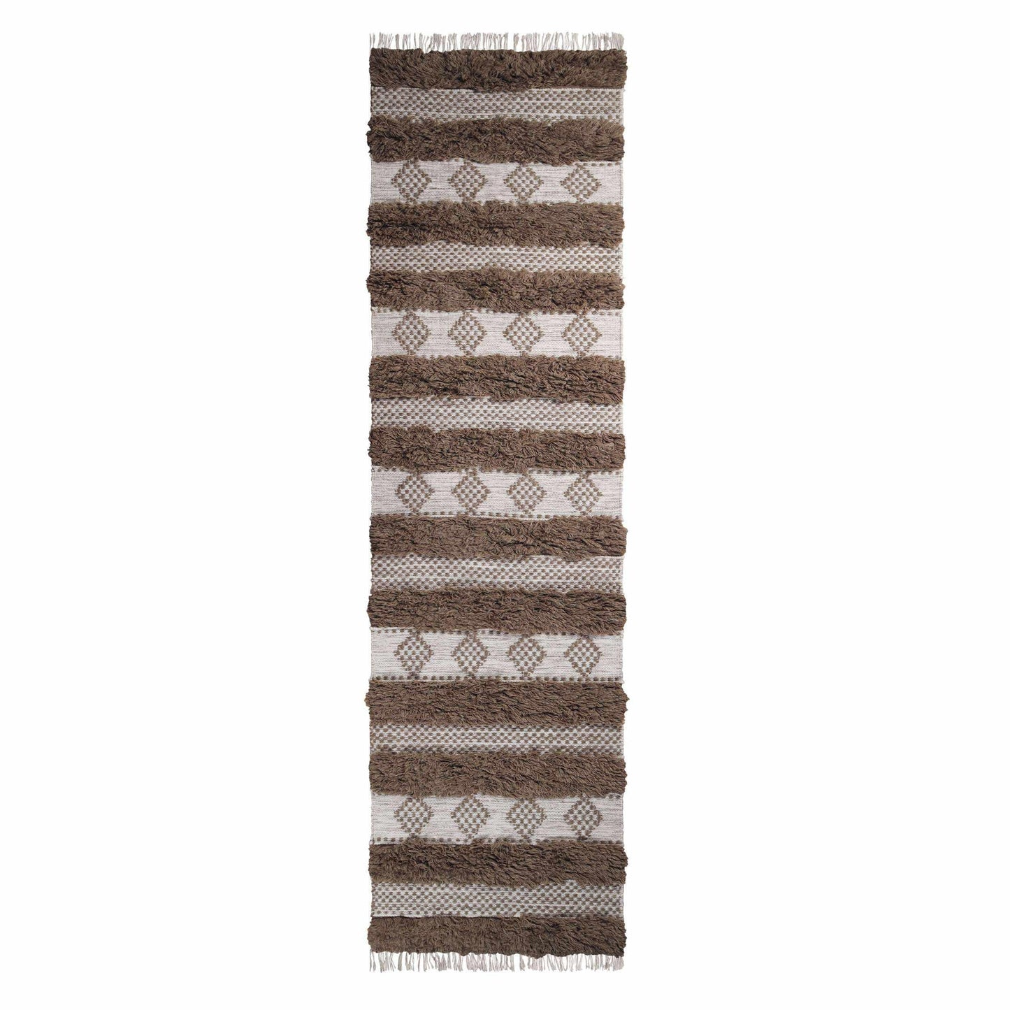 Superior Farmhouse Wool Geometric Stripe Fringe Indoor Area or Runner Rug - Olive