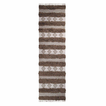 Superior Farmhouse Wool Geometric Stripe Fringe Indoor Area or Runner Rug - Olive