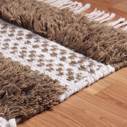  Superior Farmhouse Wool Geometric Stripe Fringe Indoor Area or Runner Rug - Olive