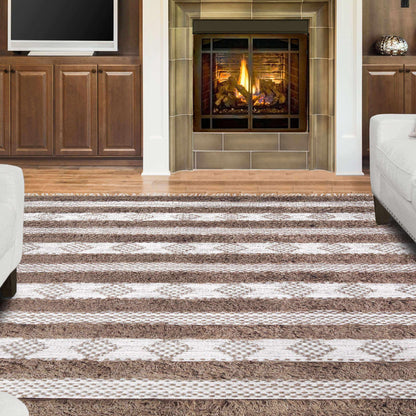 Superior Farmhouse Wool Geometric Stripe Fringe Indoor Area or Runner Rug - Olive