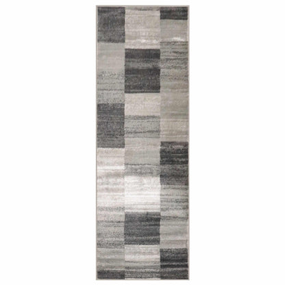  Blair wood Modern Patchwork Geometric Silver Area Rug