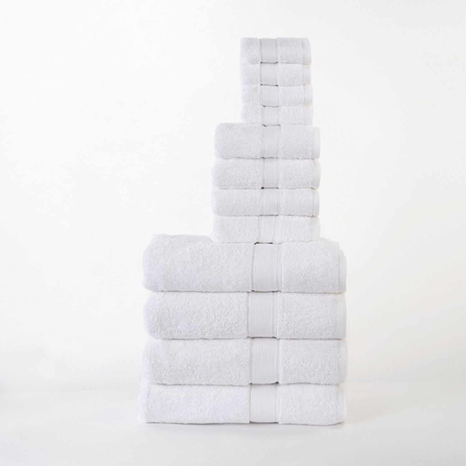  Organic Cotton Plush Solid Assorted 12 Piece Towel Set - White
