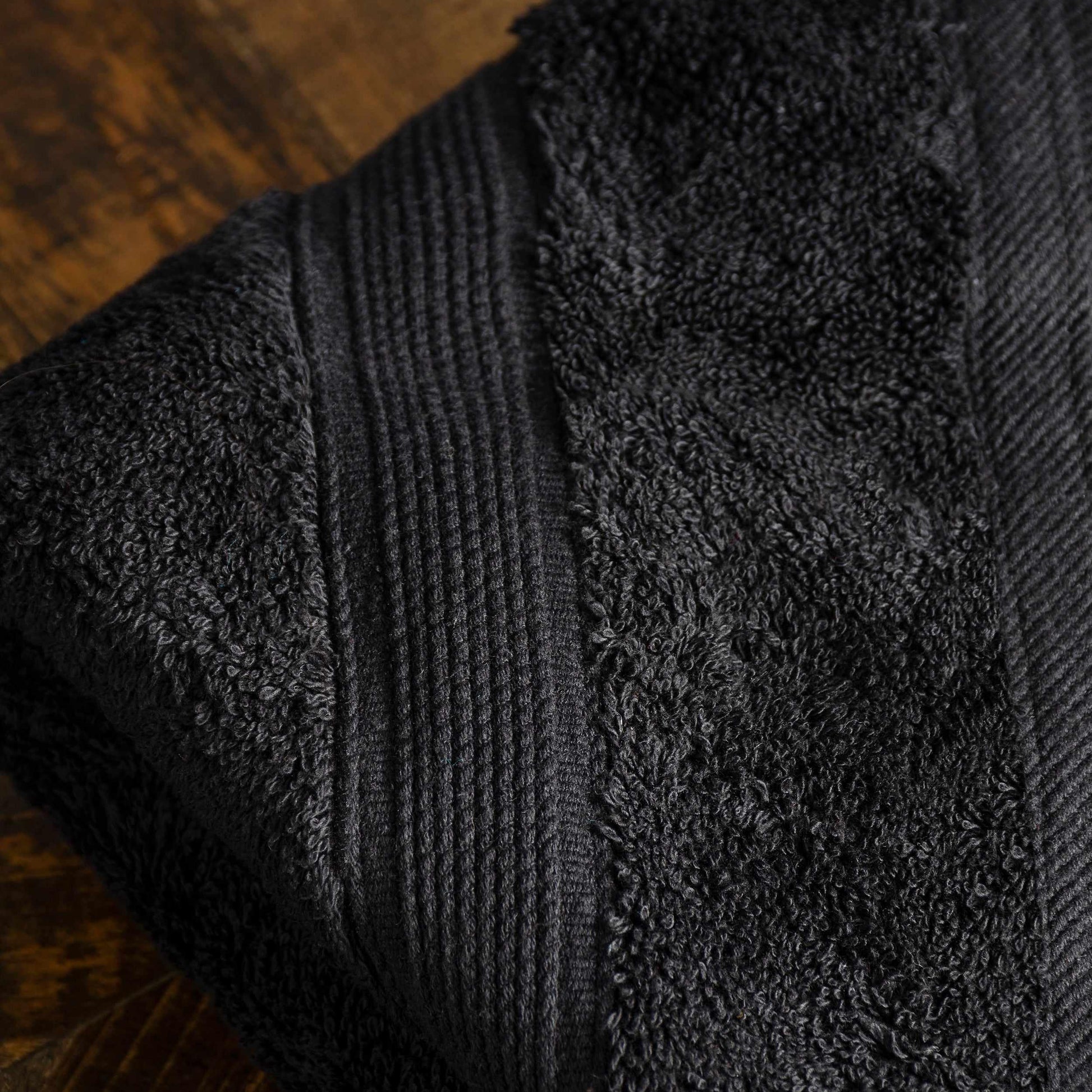 Modern Organic Solid 650 GSM 12- Pieces Towel Set - Black