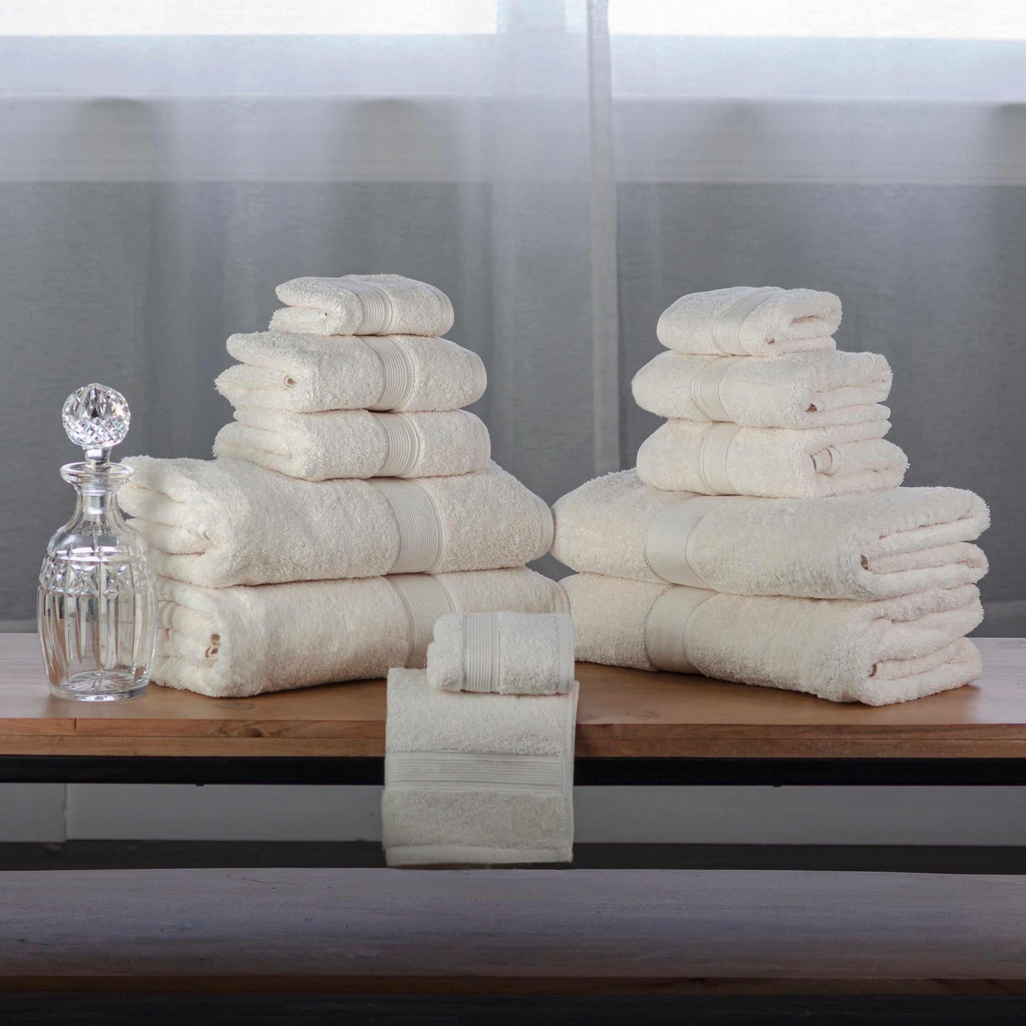 Modern Organic Solid 650 GSM 12- Pieces Towel Set - Ivory