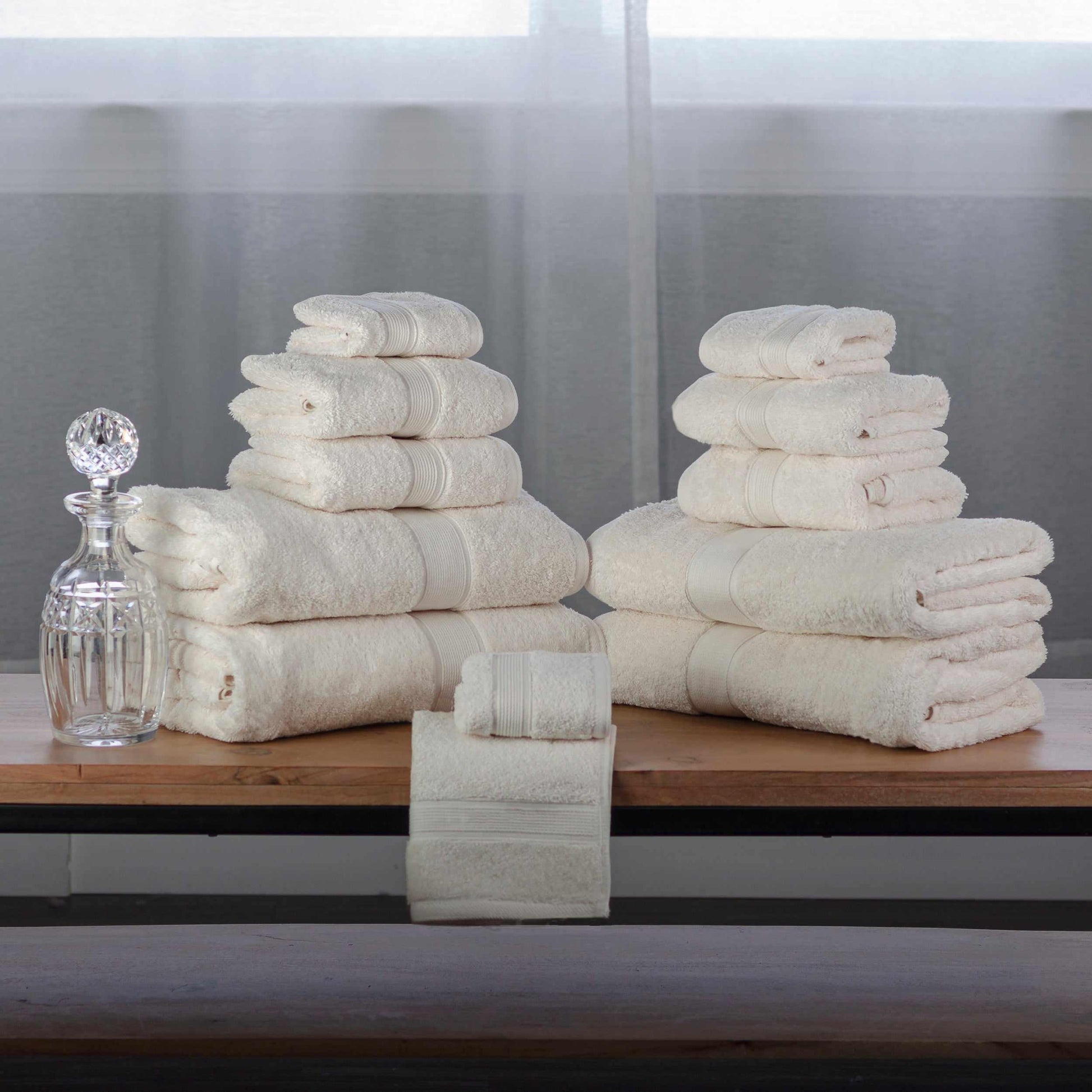 Modern Organic Solid 650 GSM 12- Pieces Towel Set - Ivory