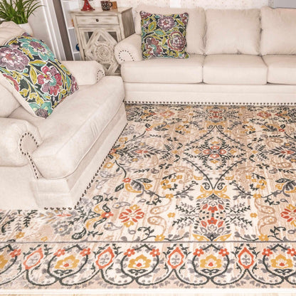  Jacinda Floral Paisley Indoor Rustic Area Rug - Tan