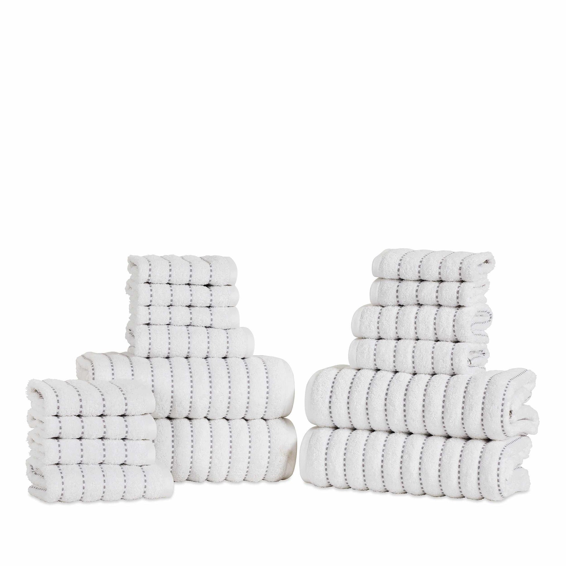 Traditional Organic Wave 650 GSM 16- Pieces Towel Set - Taupe