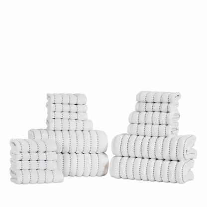 Traditional Organic Wave 650 GSM 16- Pieces Towel Set - Taupe