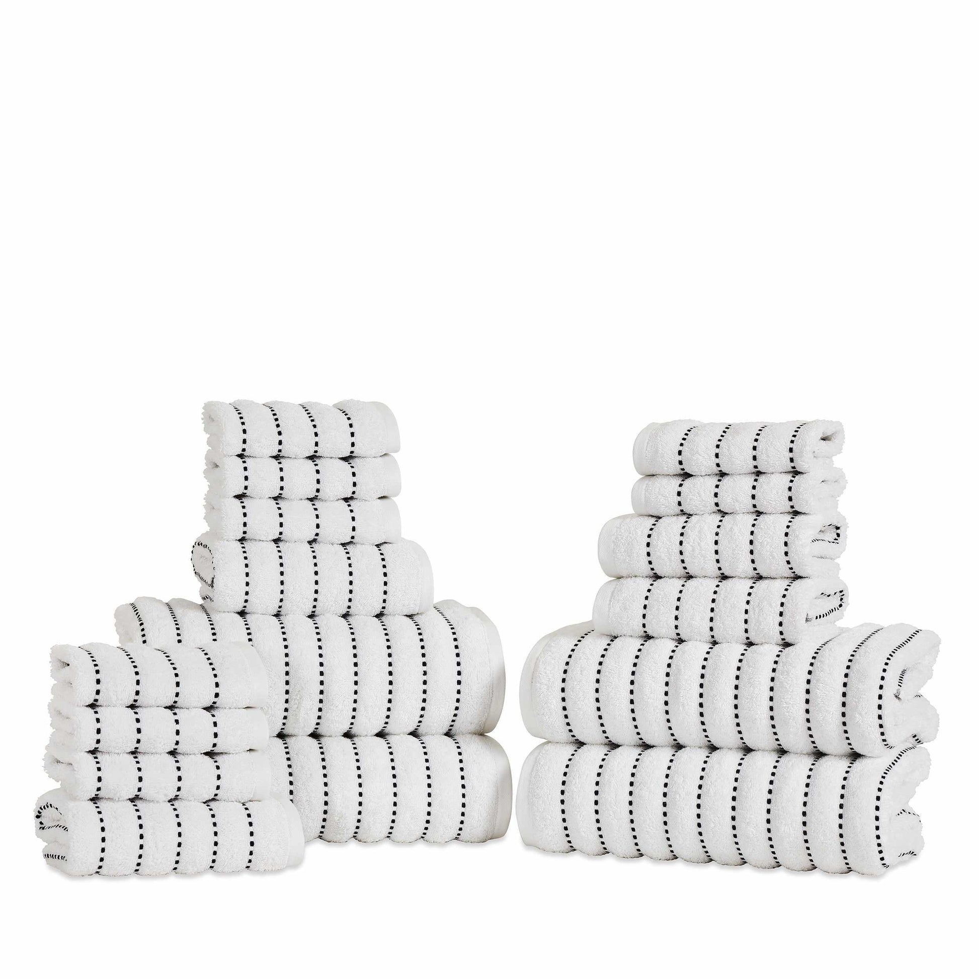  Traditional Organic Wave 650 GSM 16- Pieces Towel Set - Navy Blue