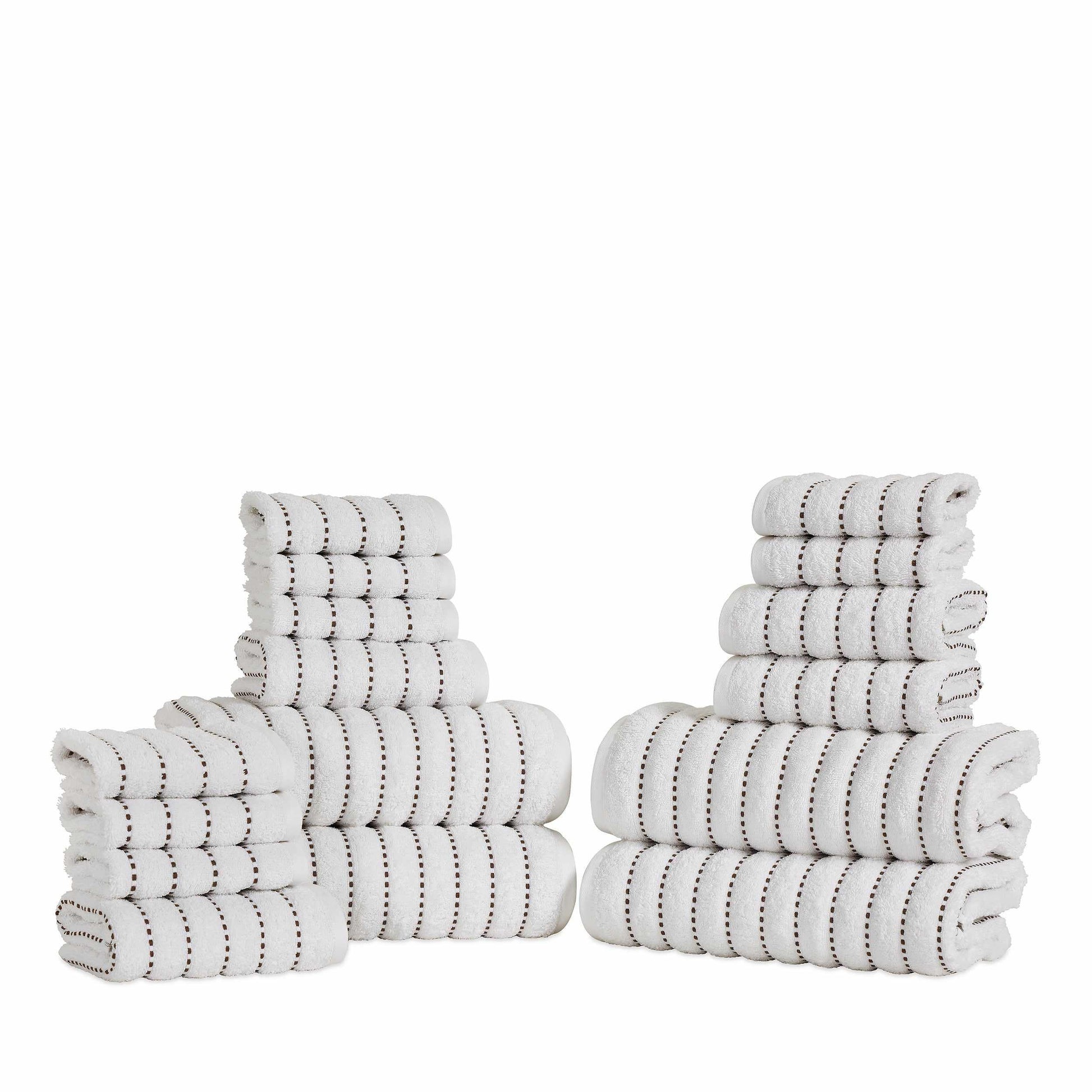  Traditional Organic Wave 650 GSM 16- Pieces Towel Set - Black