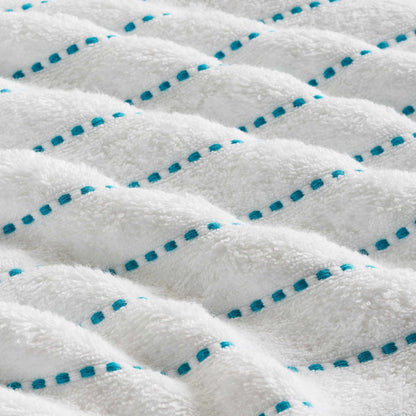  Traditional Organic Wave 650 GSM 16- Pieces Towel Set - Turquoise