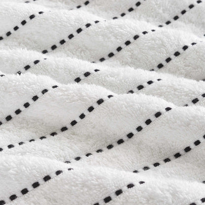  Traditional Organic Wave 650 GSM 16- Pieces Towel Set - Black