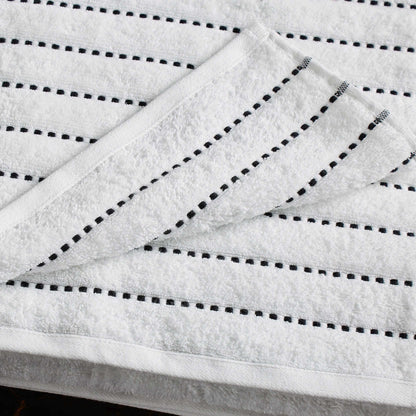  Traditional Organic Wave 650 GSM 16- Pieces Towel Set - Black
