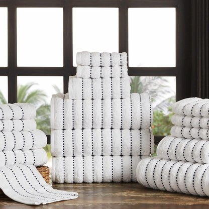 Traditional Organic Wave 650 GSM 16- Pieces Towel Set - Navy Blue
