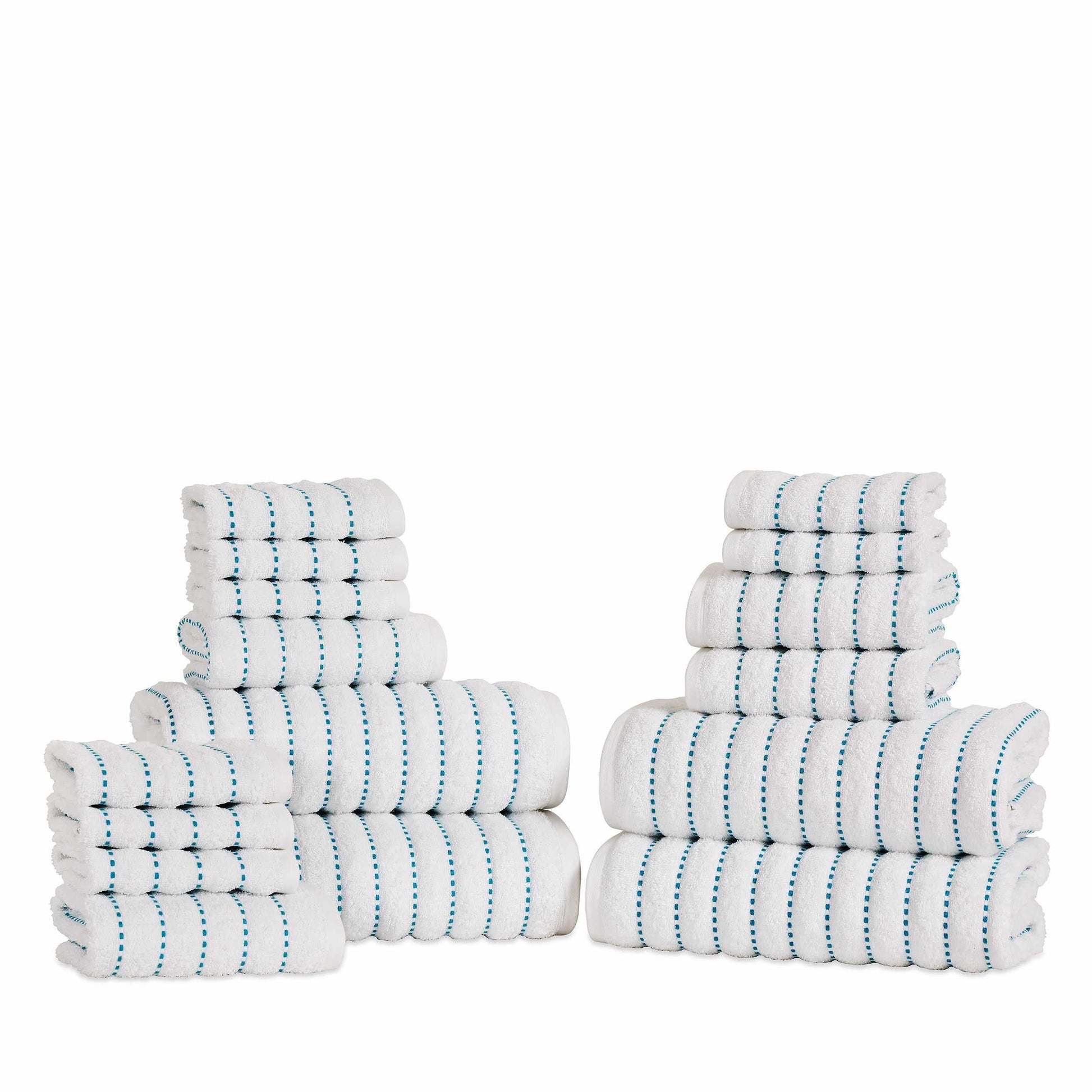Traditional Organic Wave 650 GSM 16- Pieces Towel Set - Navy Blue