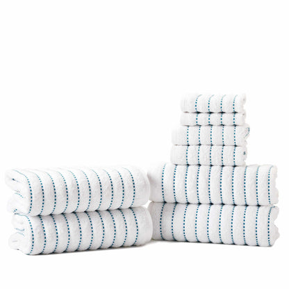 Traditional Organic Wave 650 GSM 8- Pieces Towel Set - Turquoise