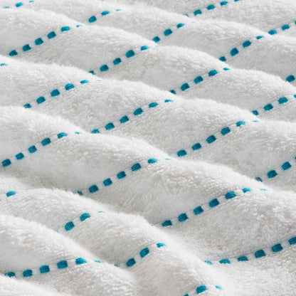  Traditional Organic Wave 650 GSM 8- Pieces Towel Set - Turquoise