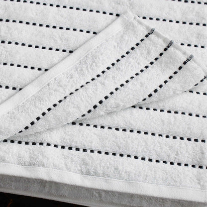  Traditional Organic Wave 650 GSM 8- Pieces Towel Set - Black
