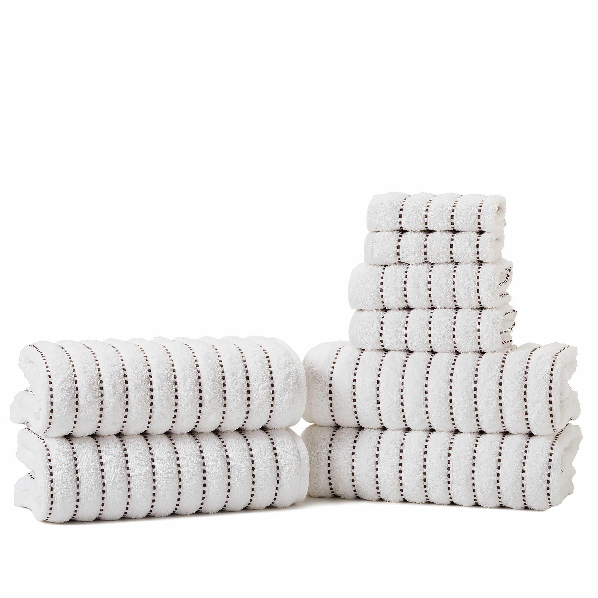 Traditional Organic Wave 650 GSM 8- Pieces Towel Set Media - Taupe