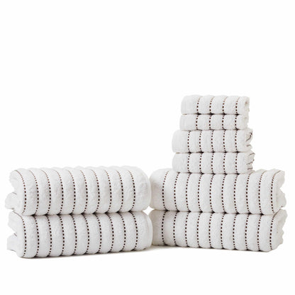 Traditional Organic Wave 650 GSM 8- Pieces Towel Set Media - Taupe