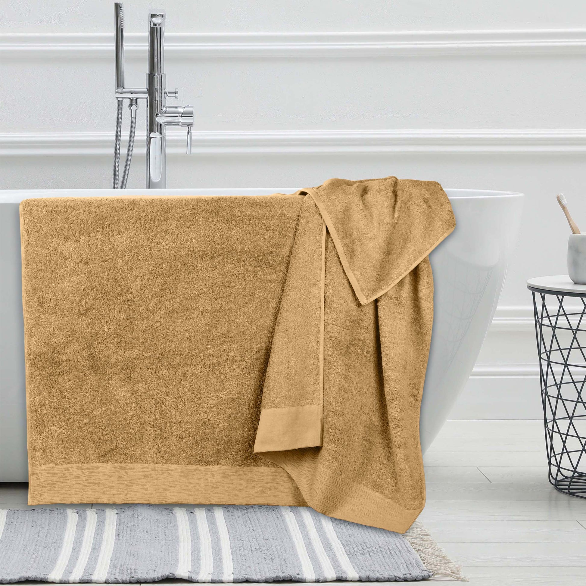 Rayon from Bamboo Eco-Friendly Fluffy Soft Solid Bath Sheet - Gold