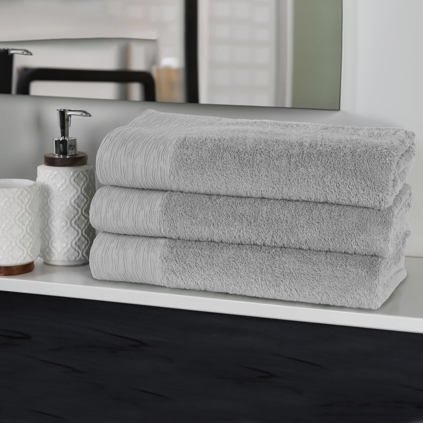 Rayon from Bamboo Eco-Friendly Fluffy Soft Solid Bath Towel - Platinum