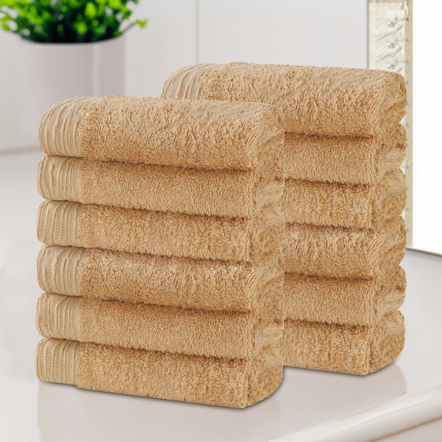 Rayon from Bamboo Eco-Friendly Solid Face Towel Washcloth - Gold