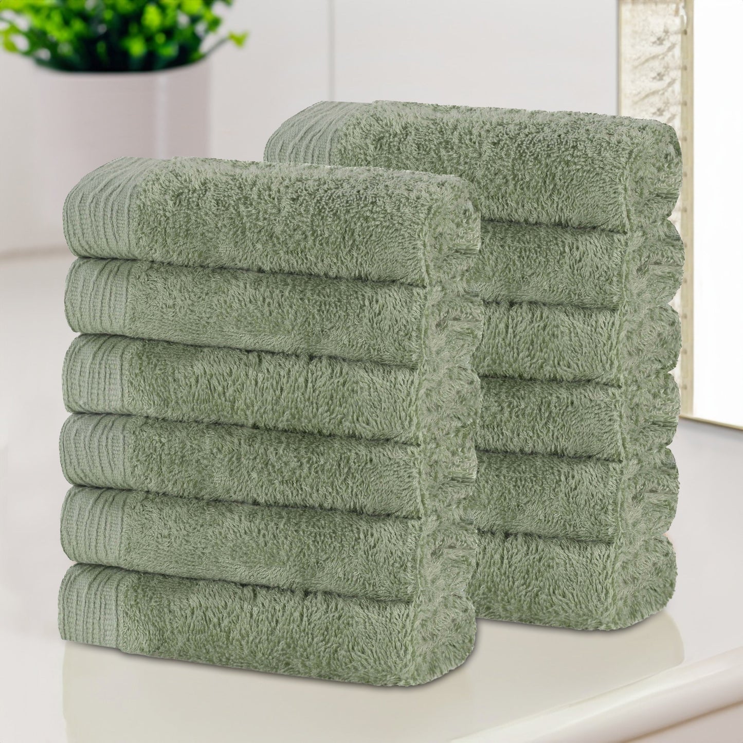 Rayon from Bamboo Eco-Friendly Solid Face Towel Washcloth - Green