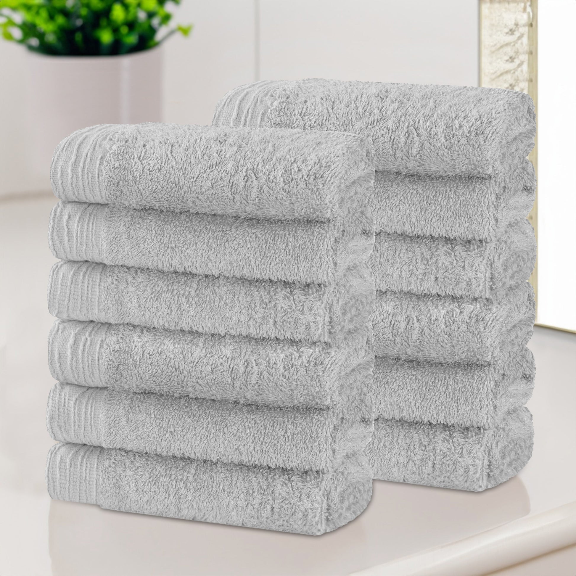 Rayon from Bamboo Eco-Friendly Solid Face Towel Washcloth - Platinum