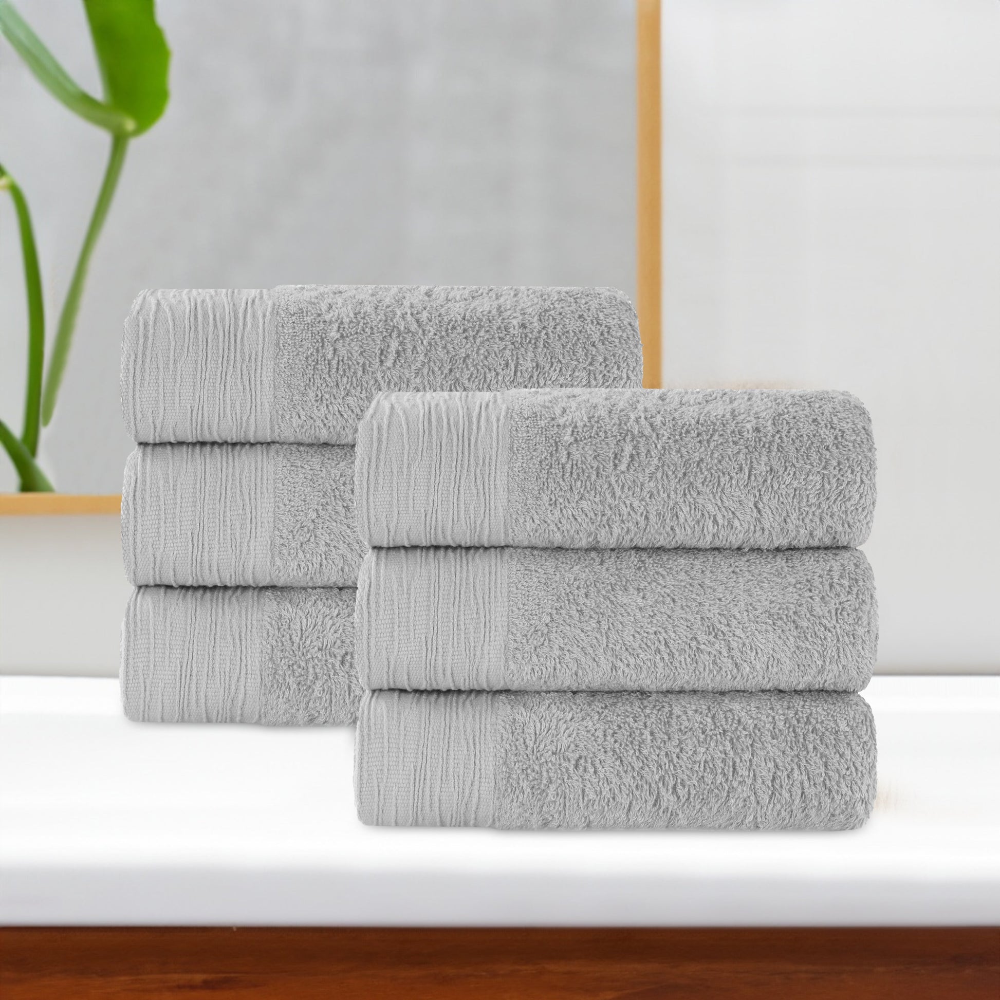 Rayon from Bamboo Eco-Friendly Fluffy Solid Hand Towel - Platinum