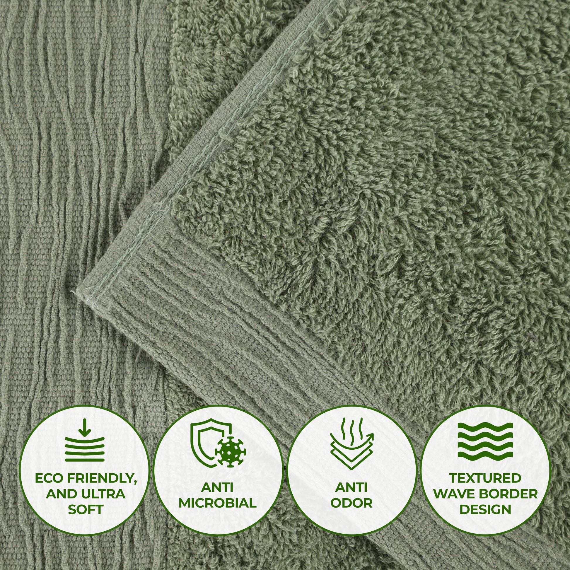 Rayon from Bamboo Eco-Friendly Fluffy Soft Solid Bath Sheet - Green