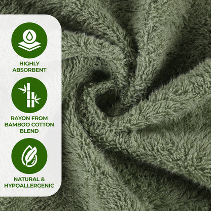 Rayon from Bamboo Eco-Friendly Fluffy Soft Solid Bath Towel - Green