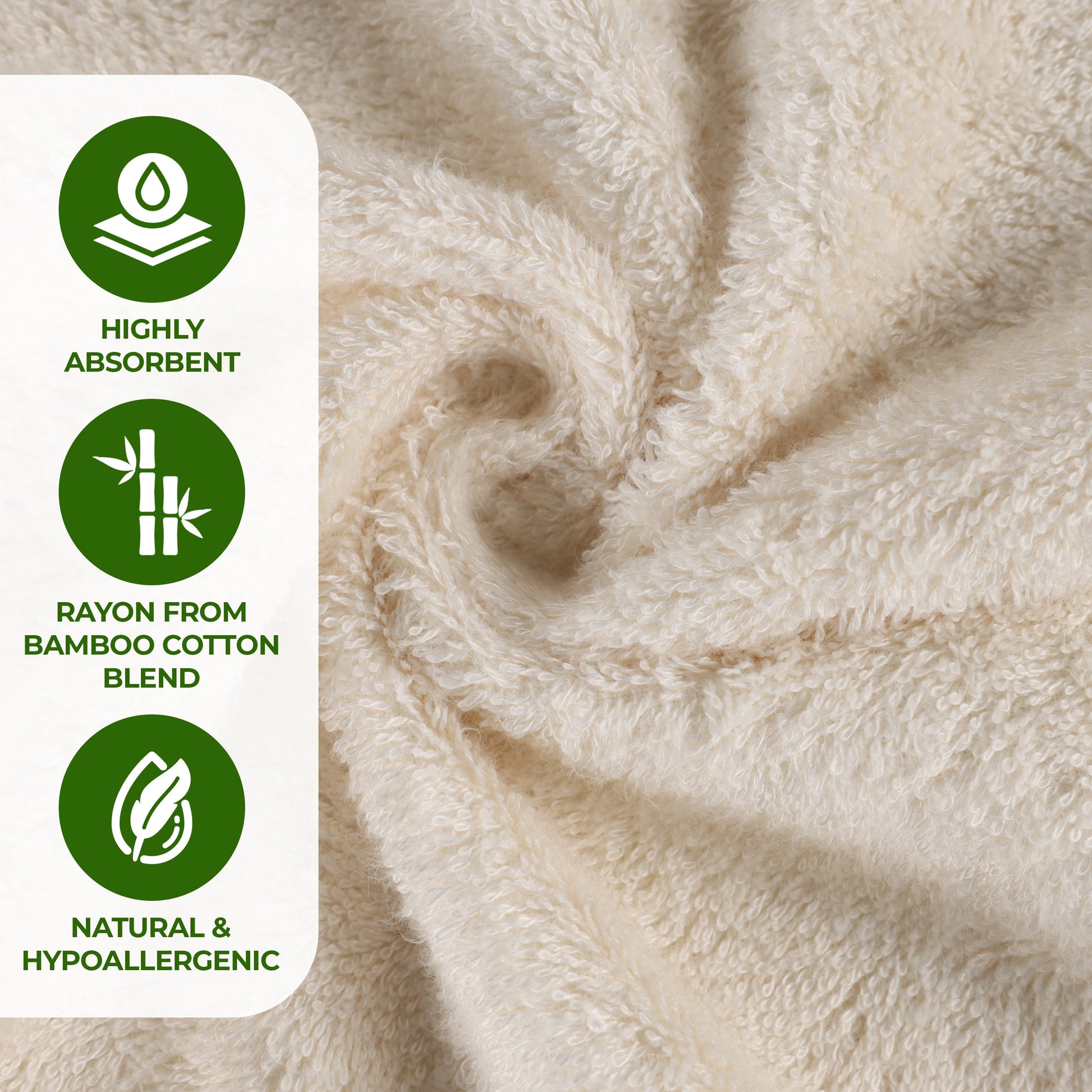 Rayon from Bamboo Eco-Friendly Fluffy Solid Hand Towel - Ivory