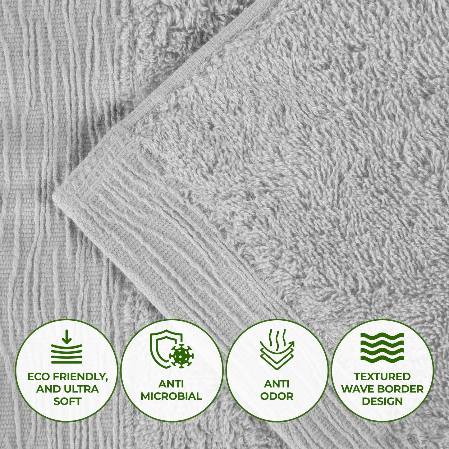 Rayon from Bamboo Eco-Friendly Solid Face Towel Washcloth - Platinum