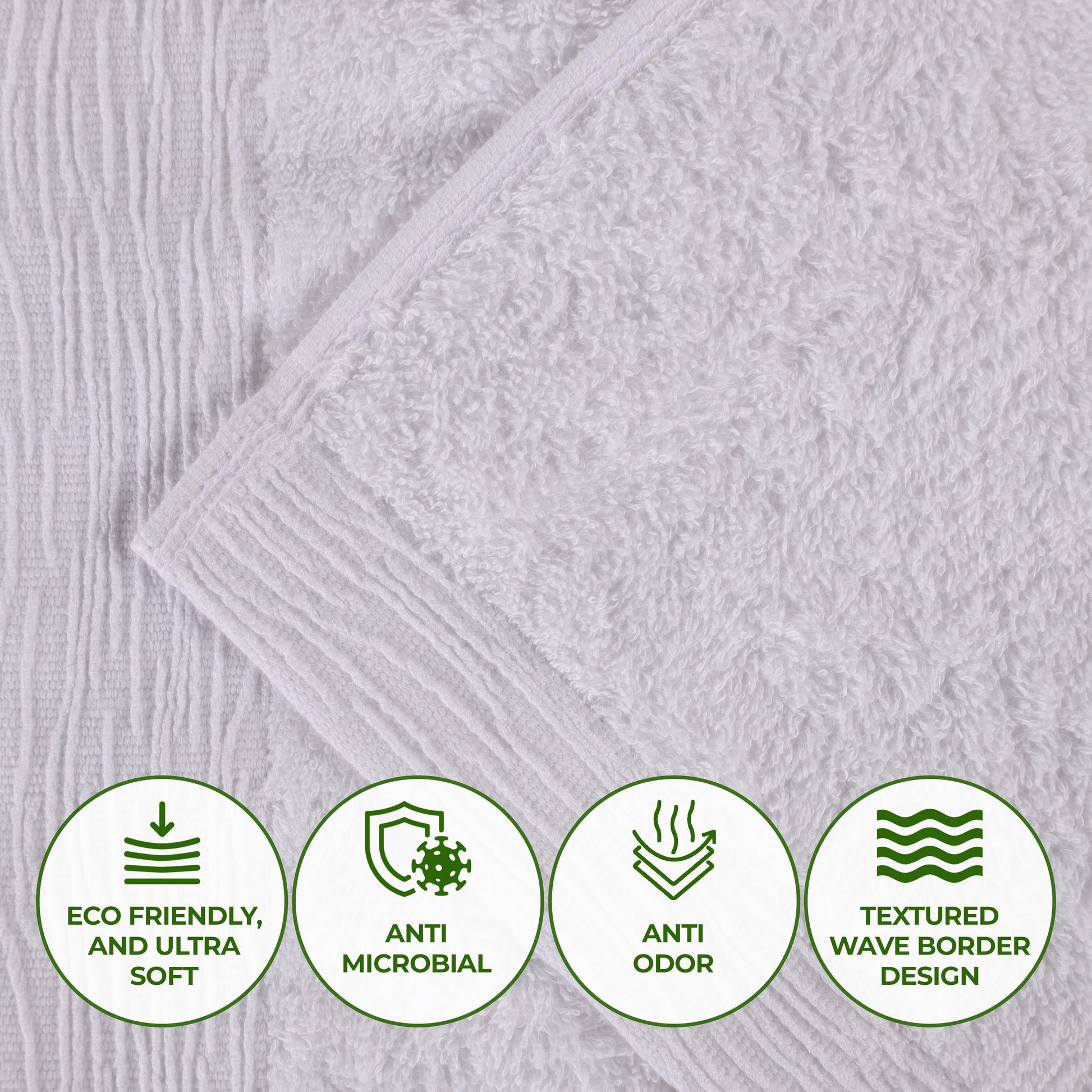 Rayon from Bamboo Eco-Friendly Solid Face Towel Washcloth - White