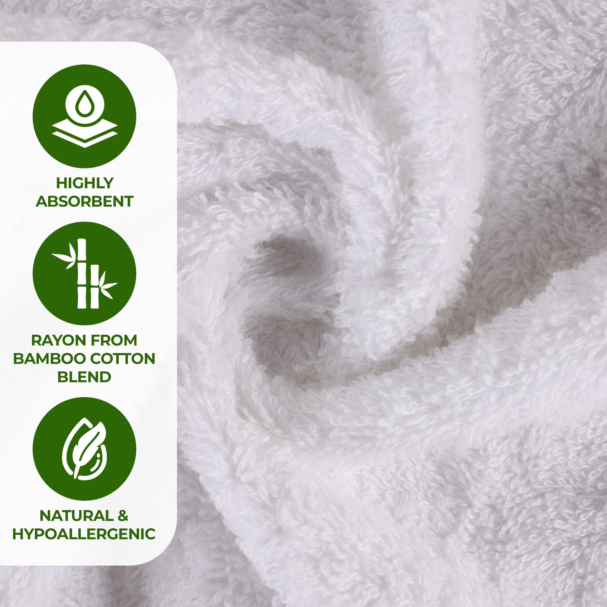 Rayon from Bamboo Eco-Friendly Solid Face Towel Washcloth - White