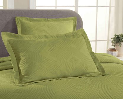 Cotton Jacquard Matelassé Scalloped Geometric Fret Bedspread Set - Sweetpeal