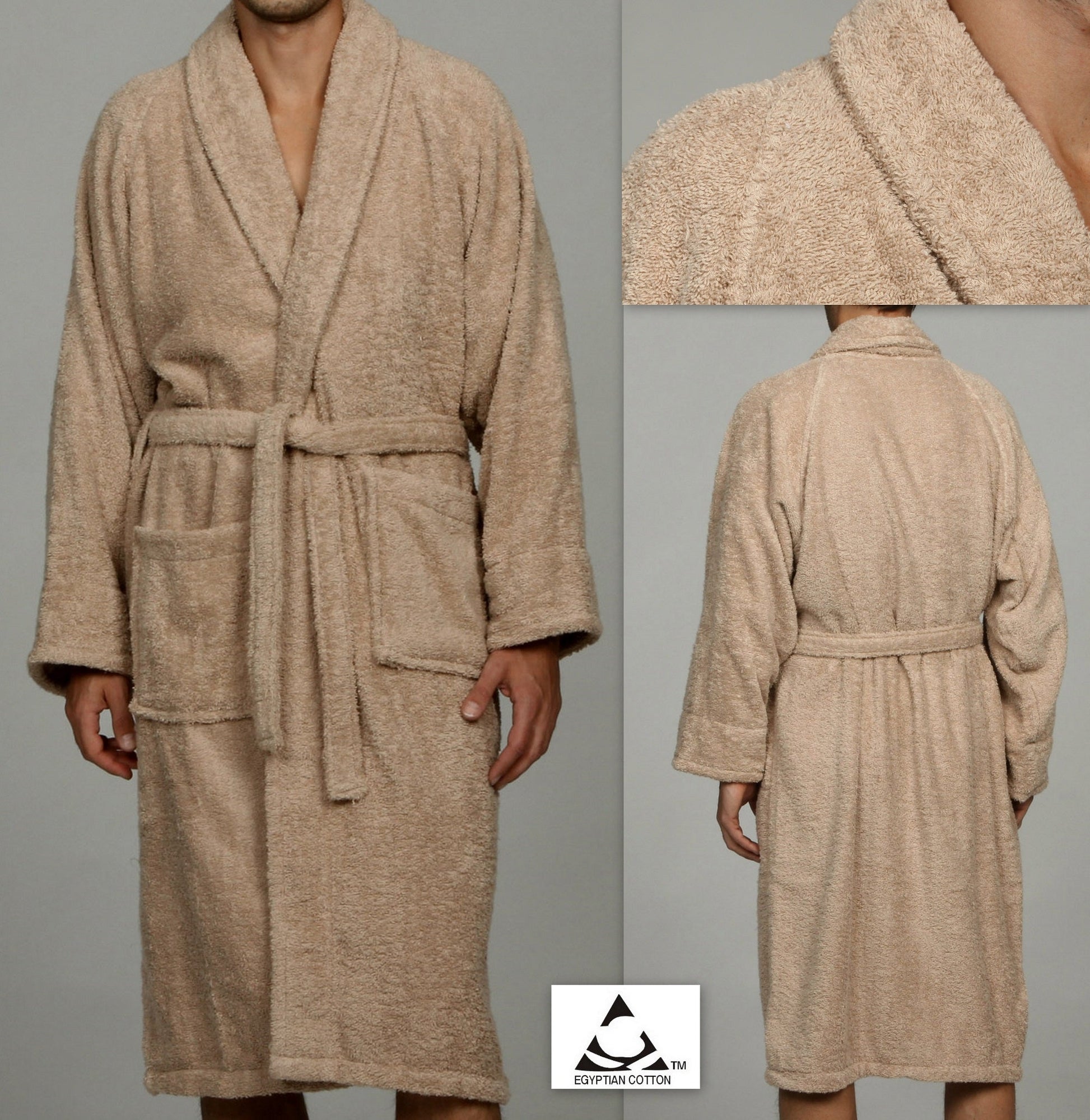 Cotton Ultra-Soft Terry Adult Unisex Lightweight Luxury Bathrobe - Taupe