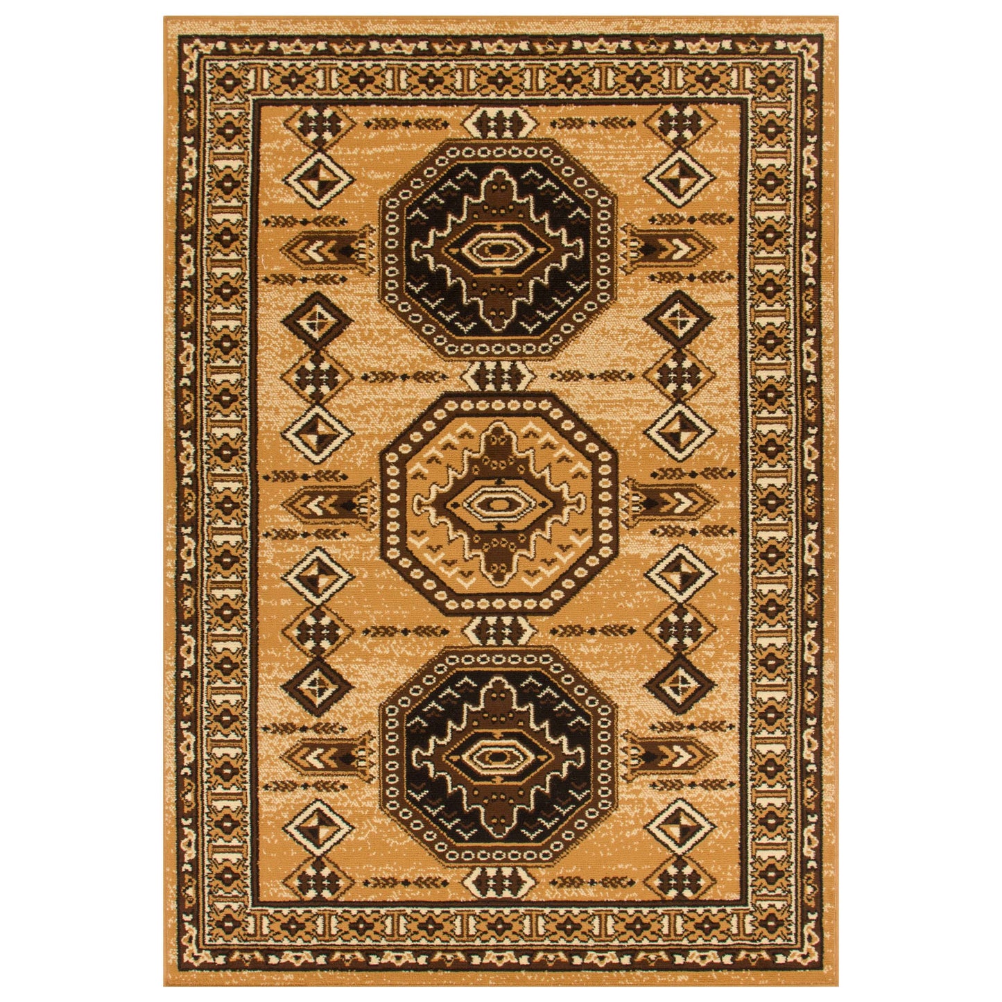 Takeo Southwestern Aztec Geometric Indoor Area Rug - Caramel