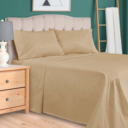 Egyptian Cotton 300 Thread Count Solid Deep Pocket Sheet Set - Tan