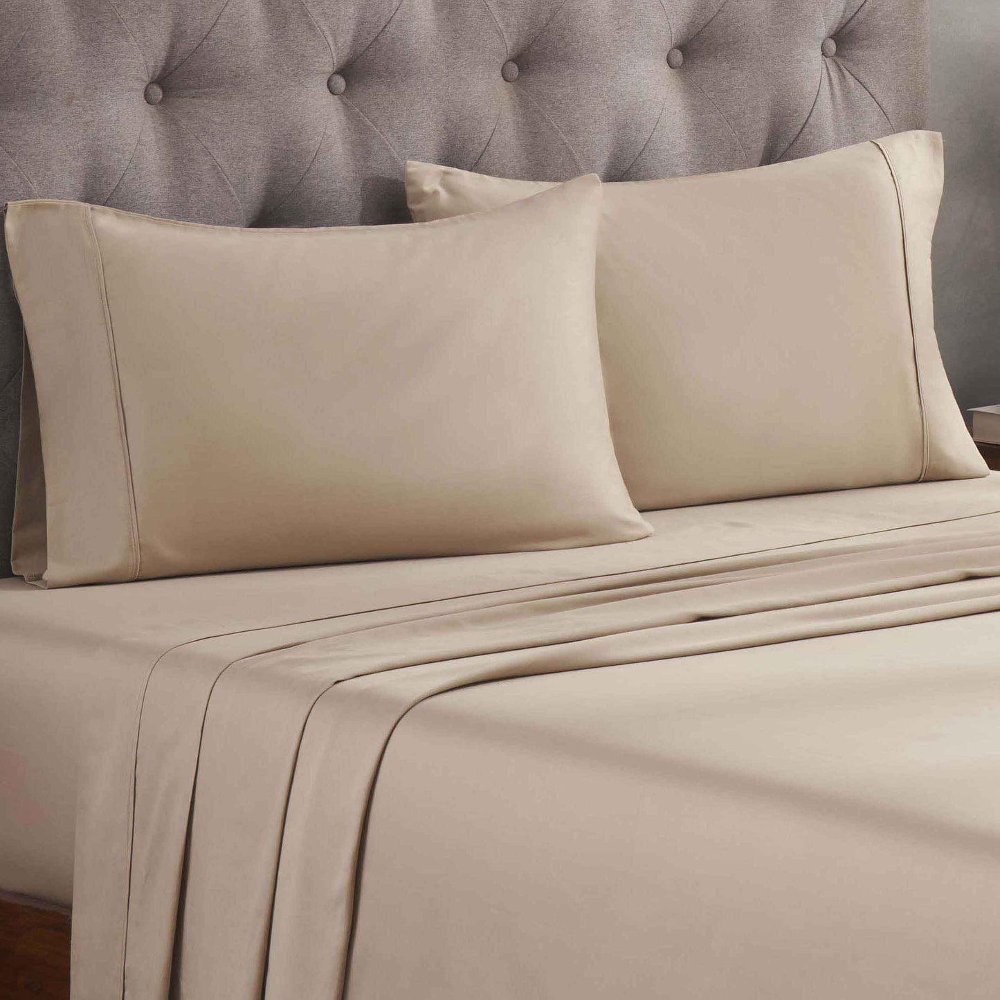 Egyptian Cotton 300 Thread Count Solid Deep Pocket Sheet Set - Tan