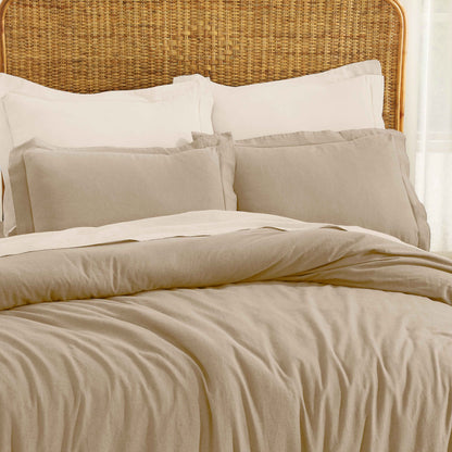 Orion Cotton Linen Garment 3 Piece Duvet Cover Set With Pillow Shams