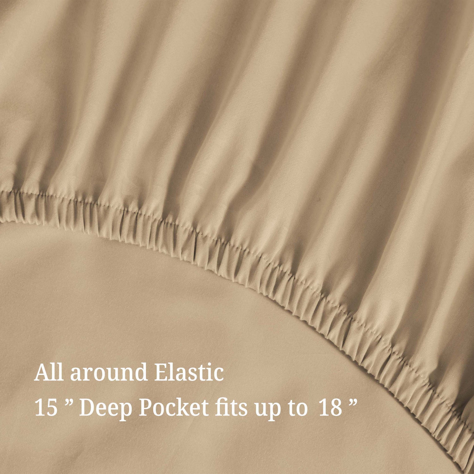 Egyptian Cotton 300 Thread Count Solid Deep Pocket Sheet Set - Tan