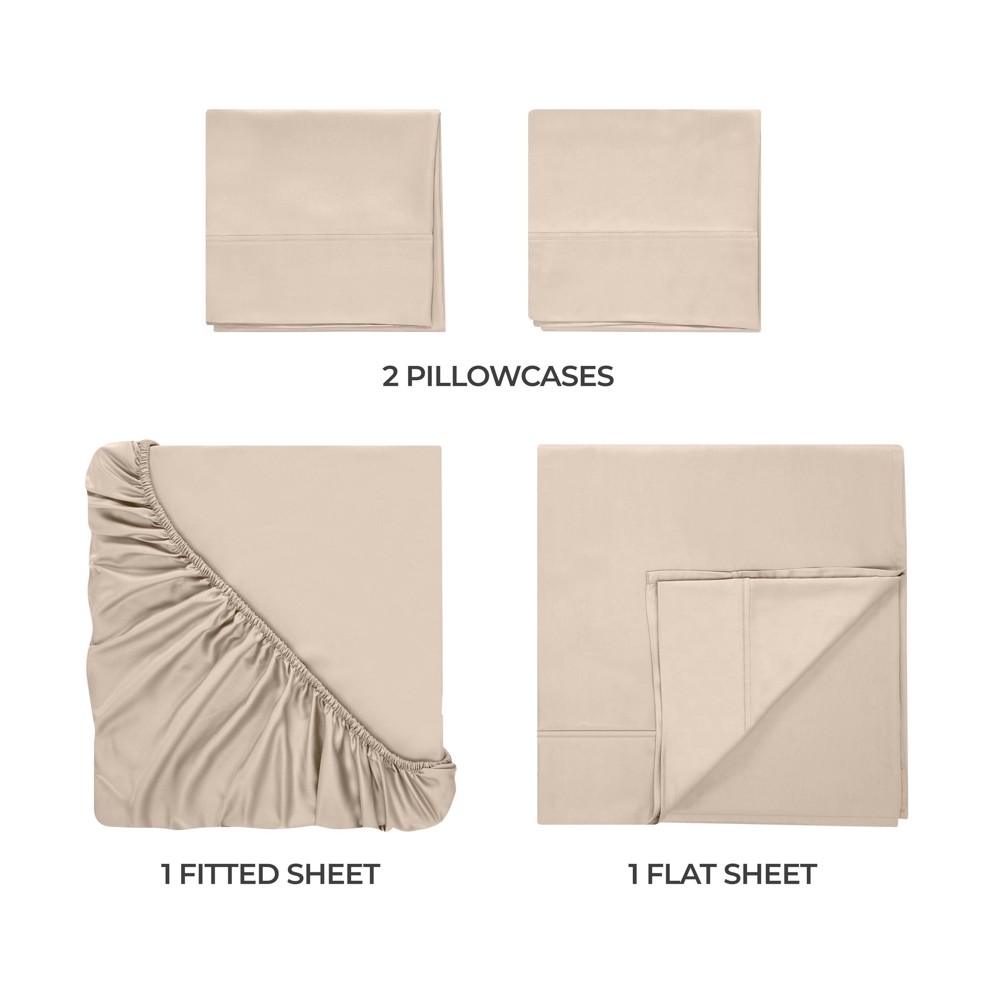 Egyptian Cotton 300 Thread Count Solid Deep Pocket Sheet Set - Tan