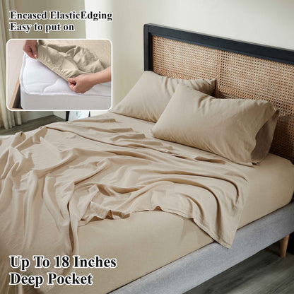 Orion Cotton Linen Blend Garment Washed Deep Pocket Bed Sheet Set
