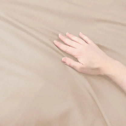 Cotton Percale Modern Traditional Duvet Cover Set - Tan