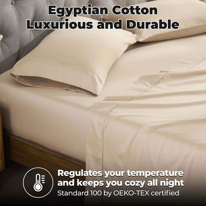 400 Thread Count Egyptian Cotton Solid Deep Pocket Sheet Set - Tan